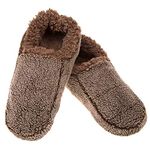 Snoozies! Two Tone Sherpa Fleece Lined Men’s House Slippers - With Non-Slip Sole - Sizes from 6-13 (Brown, Extra Large)