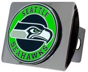 Seattle Seahawks NFL Chrome Metal Hitch Cover with 3D Colored Team Logo by FANMATS - Unique Roundel Molded Design – Easy Installation on Truck, SUV, Car or ATV - Ideal Gift for Die Hard Football Fans