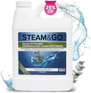 Steam & Go - Demineralized Water for Steam Cleaner, PVC-Free Floor Cleaner Liquid Compatible With Any Steam Mop, Ready-to-Use Multisurface Cleaner, Scented Mop Solution, Eucalyptus Mint, 32 oz