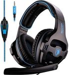 Sades SA810 Stereo Headset Over-Ear Gaming Headphones with Microphone for PC PS4 Xbox One iPad Mobile Tablet Mac (Black & Blue)