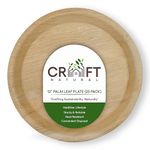 Craft Naturals Export Quality Plates | Pack of 25| Size-12 inch Disposable Round Plates Areca Palm Leaf Plate Biodegradable Ecofriendly for Party and Function (Beige)