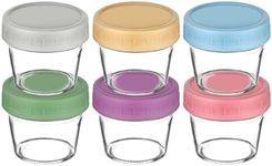 Aolso Baby Food Storage Containers, 6-Pack Glass Baby Food Containers, 100ML Weaning Freezer Pots with Airtight Lids, Freezer & Microwave Safe (Without Lid), Perfect for Infant & Toddler Food