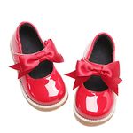 Kiderence Toddler Little Girls Mary Jane Dress Shoes School Oxford for Girls Red Flats Size 11M