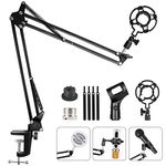 Microphone Stand Mic Stand, HAUEA Upgrade Adjustable Mic Suspension Boom Arm with 3/8" to 5/8" Adapter, Shock Mount, Mic Clip, Professional Recording Equipment, for Blue Yeti Nano Snowball Others