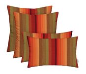 RSH Décor Set of 4 Indoor/Outdoor Square & Rectangle Lumbar Throw Pillows Made of Sunbrella Astoria Sunset (20" x 12" & 20" x 20")