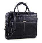 HULSH 18 Inch Black Leather Laptop Bag For Men Leather Messenger Bag For Men – Soft Genuine Leather Briefcases For Men W/Padded Laptop Case Leather Computer Bag For Men