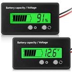 DC 12V 24V 36V 48V 60V 72V 84V Golf Cart Battery Meter with Alarm, Front Setting and Switch Key, Battery Capacity Voltage Indicator Battery Gauge Acid and Lithium ion Battery Indicator (Green)