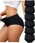 LEVAO 6 Pack Black Women's Briefs Seamless Underwear for Women High Waisted Full Coverage Panties Cheeky S-2XL