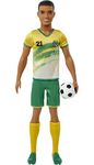 Barbie Careers Ken Fashion Doll & Accessory, Soccer Player with Short Cropped Hair, #21 Uniform, Tall Socks, Cleats & Soccer Ball