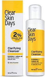 Clear Skin Days Clarifying Face Cleanser with 2% Salicylic & 2% Glycolic Acid - Deep Cleans, Exfoliates, Reduces Oil, Unclog Pores and Resurface Skin- Perfect For Acne-Prone Skin 150ml