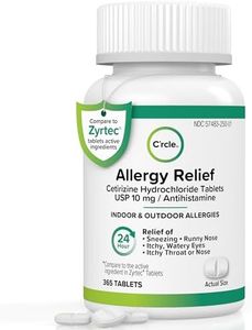 C'rcle Cetirizine HCL 10mg 365 Tablets - Allergy Pills Non Drowsy & 24 Hour Allergy Medicine - Antihistamine Runny Nose, Itchy & Watery Eyes