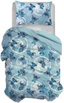 Stitch Single Duvet Cover Set, Cotton, Blue, 155 x 200 cm, Pillowcase 50 x 80 cm, Disney, 100% Cotton, Official Product