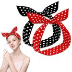 2 Pieces Retro Polka Dot Headbands Christmas Headbands Vintage Print Wire Headband Headwrap for Girls and Women