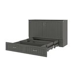 AFI, Southampton Full Size Murphy Bed Chest with Mattress, Storage Drawer and Built-in USB Charger, Grey