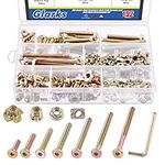 Glarks 192Pcs M6x20/30/40/50/60/70/80mm Baby Bed Crib Screws Kit Hex Socket Head Cap Bolts with Barrel Nuts, Threaded Insert Nuts, T-Nut, Flange Nut and Allen Wrench for Wood, Cabinetry, Furniture