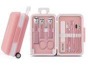 STAR WORK 12pcs Manicure Tool Set, Cuticle Nippers And Cutter Kit, Professional Nail Clippers Pedicure Kit, Nail Art Tools, Stainless Steel Grooming Kit For Travel (Baby Pink)