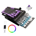 Kreo Swarm 75% Wireless Mechanical Keyboard with Milky Purple Pre-lubed Switches, Wireless Gaming Keyboard with 5-pin Hot Swap PCB and 3 Layers Sound Absorption (Black Purple, GTMX Sense Switches)