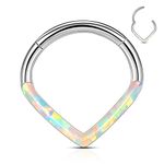 CM Crareesi Mania Teardrop Daith Earrings Hoop Hinged Clicker Rings 16G Helix Cartilage Earrings Hoop 316L Stainless Steel CZ Helix Tragus Daith Septum Clicker Jewelry, Stainless Steel, cubic-zirconia