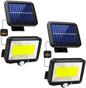 Solar Lights Outdoor Waterproof 2 Packs Motion Sensor Outdoor Lights with 3 Lighting Mode LED Solar Flood Lights Solar Motion Light Security Lights Wall Lights with Cable for Garden Yard Garage