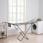 Clothes Airer Drying Rack Winged Drying 18M Length Drying Line Indoor Outdoor Laundry Washing ,Metal Foldable Laundry Drying Horse Rack,Clothes Dryer Rack for Indoor & Outdoor 182x50x100cm