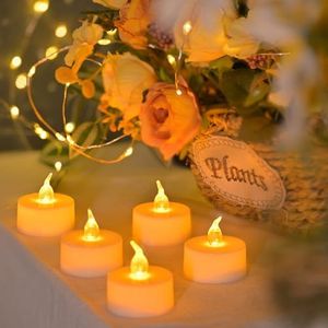 27 Pack Tea Lights Candles Battery Operated(Extra 3), Realistic Battery Operated Flameless Led Tea Light Candles, Flickering Tealights 100 Hours in Warm Yellow for Wedding,Valentine's