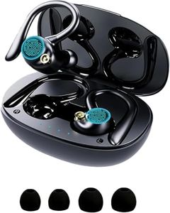 Wireless Earphones Bluetooth 5.3 Over-Ear Sport Earbuds 48H Music Playtime IPX7 Waterproof, Bluetooth Earphones in-Ear Headphones with 1000mAh Touch Control Charging Case for Running/Sport/Work/Gym