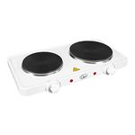 Quest 35250 Electric Twin Hot Plate Control 1000W & 1500W Hobs / 5 Temperature Settings/Portable, Ideal for Cooking While Travelling, 2500 W, White