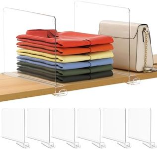 Famyards 6 Pack 12 Inches [Extra Tall Version] Clear Shelf Dividers for Organization, Acrylic Closet Shelf Vertical Shelves Organizer for Bedroom, Office and Kitchen