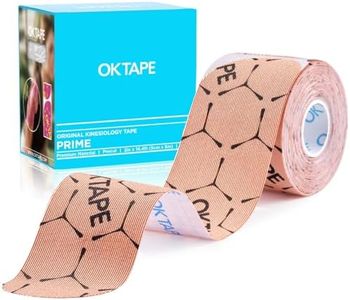 OK TAPE Synthetic Kinesiology Tape Precut Strips, Waterproof Kinesiology Athletic Tape for Muscle Support and Recovery, Reduce Muscle Discomfort K Tape, 2in×16.4ft Roll 20PCS | Beige