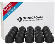 SONICFOAM Memory Foam Earbud Tips - Premium Noise Isolation, Replacement Foam Earphone Tips, 20 Pack for in Ear Headphone Earbuds (SF1 Small, Black)