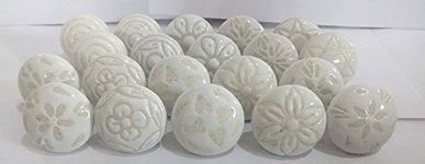 JGARTS 20 X Mix Vintage Look White Creame Creme Flower Ceramic Knobs Door Handle Cabinet Drawer Cupboard Pull