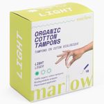 100% Organic Cotton Easy Glide Tampons with Compact Plant-Based Applicator | Third-Party Checked for Metals | Biodegradable Wrapping | 18 Count, Fragrance Free, Toxin Free | Light Tampon | by Marlow