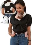 Konny Baby Carrier Flex Elastech Premium Material - Adjustable, Easy to Wear and Wrap Baby Sling, Perfect for Newborn Babies Essentials up to 44 lbs, (XS-XL) - Black