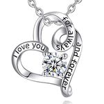 EUDORA Sterling Silver I Love You for Always and Forever Heart Necklace for Women, Best Friend Necklaces, Bitthday Valentines Gifts for Girlfriend, Wife, Mother, Sister, Her, 18 inch Chain