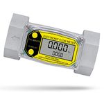 CGOLDENWALL 1.5-inches Water Meter Turbine Fuel Flow Meter Digital Flowemeter for Diesel Kerosene, Flow Rate Metering Range 10-73.5 GPM, Al-Alloy Made