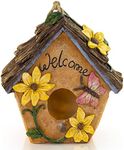 VP Home Hanging Bird Houses for Outside, Hand-Painted Bird Houses for Outdoors Decorative Birdhouses (Flower Garden Welcome)