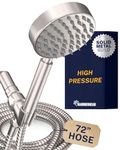 HammerHead Showers® Solid Metal Handheld Shower Head with Hose and Brass Holder - Brushed Nickel - 2.5 GPM High Pressure Shower Heads with Adjustable Shower Wand Bracket - 6ft Flexible Extension