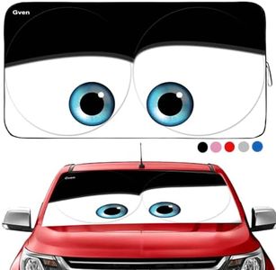 Gven Windshield Sun Shade, 2024 Car Sun Shade for Front Windshield Funny Car Eyes Sunshades Sun Visor Protector Blocks UV Rays Foldable 210T Keep Your Vehicle Cool