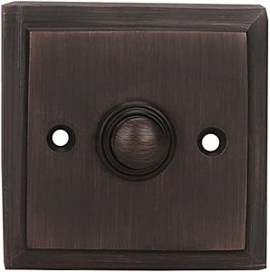 A29 Wired Brass Vintage Decorative Square Door Bell Chime Push Button Oil Rubbed Bronze Finish with Easy Installation Height 2 ½ inch X 2 ½ inch