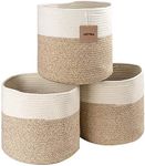 voten Cube Storage Baksets Bins 11x11’’ Fit 12x12’’ Organizer Bookcases Shelving,Stylish&Durable Woven Cotton Basket Containers for Organizing 3-Pack Beige