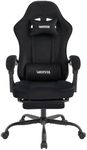 WOTSTA Gaming Chair for Adults, Ergonomic Gaming Chair with Footrest, Lumbar Support and Headrest, Adjustable Height computer chairs gaming, fabric gamer chair for Home Office, Black