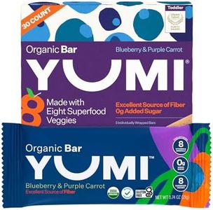 Yumi Organic Toddler Snack Bars (30 Count), Gluten-Free, No Added Sugar, 7+ Vegetables, Soft-Baked Crust, Healthy Snack Bars for Kids, School Safe for Kids Lunch Boxes (30, Blueberry & Purple Carrot)