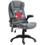 Vinsetto Office Chair, Ergonomic Desk Chair with 6-Point Massage and Back Heated, Linen-Feel Fabric Computer Gaming Chair with Arms, Lumbar Support, Grey