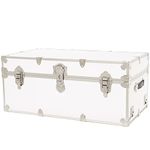 Rhino Trunk & Case Large Leather Embossed Vinyl Trunk, Summer Camp, College, Storage 32"x18"x14" (White)