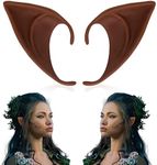 FRESHME Renaissance Medium Brown Fairy Elf Ears - Pixie Pointy Tan Black Elf Ear Fairy Elven Ear Brown Skin Prop for Women Christmas Halloween Cosplay Masqerade Fantasy Dress Up Costume Accessories