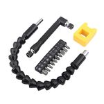 Flexible Drill Bit Extension Kit, Including 1 PCS Bendable Flexible Extension, 10PCS Screwdriver Bit Set and L-Shaped Double-Ended Socket Bit Wrench and 1pc Magnetizer(Black)