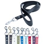 Genuine Leather Black Dog Leash | 6' x 3/4" | Padded Handle | Thick, Strong & Lightweight | Solid Brass Hardware | Alpine Dog Leash by Angel Pet Supplies