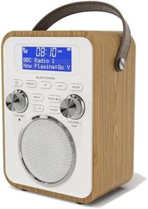 AZATOM Blackfriars 2 Oak DAB+ Digital Radio, Bluetooth 5.0, Dual Alarms, 30W Power, Portable, Mains & Battery Powered (12-Hour Playtime)