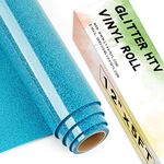 Lya Vinyl Glitter Heat Transfer Vinyl, 12" x 5ft Sky Blue HTV Vinyl for Cricut,Silhouette Cameo, Glitter Iron on Vinyl for Cloth, Hat, Fabric