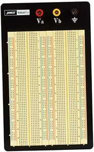 JAMECO VALUEPRO - WBU-204-R Jameco Valuepro 1660-Point Solderless Breadboard 6.5"L x 4.3"W, 0.1" spread, Ideal for Prototyping and Classroom Projects - 20774